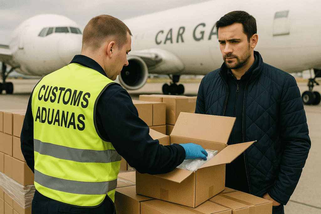 Mercancía inspeccionada por aduanas  Inspección de mercancía de aduanas